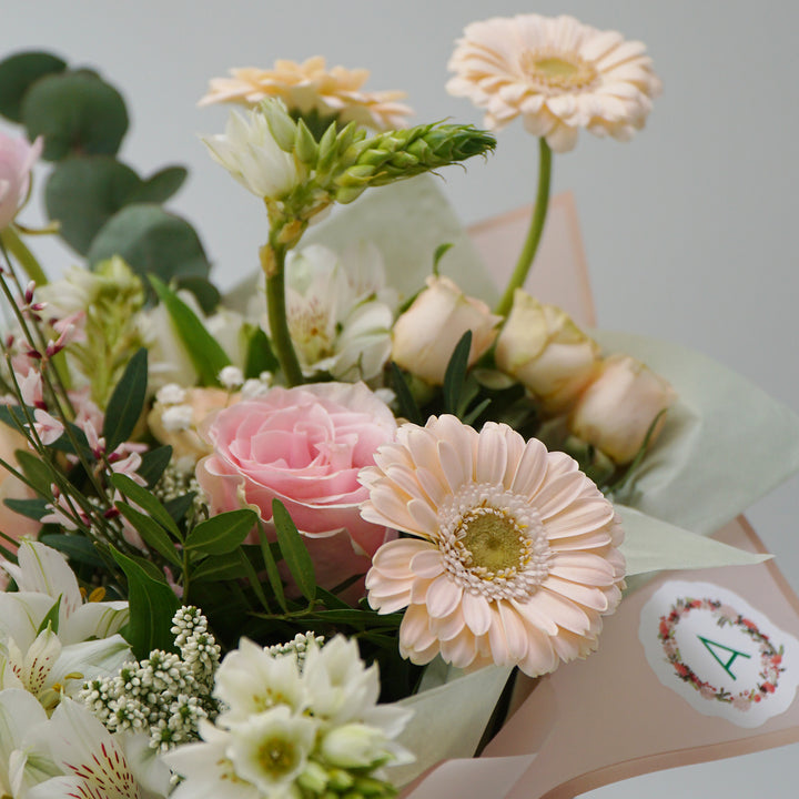 Buchet cu Dianthus barbatus si gerbera